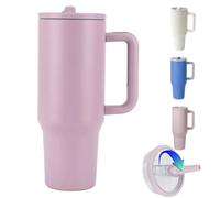 ZHUIYIWIN Gobelet avec poignée et paille, bouteille d'eau, tasse à café pour boissons froides ou chaudes, gobelet isotherme à double paroi sous vide avec couvercle (Violet, 40oz)