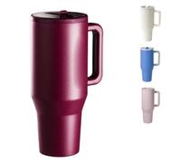 ZHUIYIWIN Gobelet avec poignée et paille, bouteille d'eau, tasse à café pour boissons froides ou chaudes, gobelet isotherme à double paroi sous vide avec couvercle (Canneberge, 40oz)