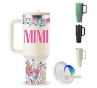 ZHUIYIWIN Gobelet avec poignée et paille, bouteille d'eau, tasse à café pour boissons froides ou chaudes, gobelet isotherme à double paroi sous vide avec couvercle (mimi, 1180 ml)