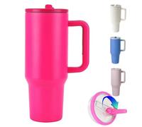 ZHUIYIWIN Gobelet avec poignée et paille, bouteille d'eau, tasse à café pour boissons froides ou chaudes, gobelet isotherme à double paroi sous vide avec couvercle (Rouge, 30oz)
