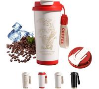 ZHUIYIWIN Gobelet isotherme, 500 ml, en acier inoxydable, anti-fuite, avec paille, pour les déplacements (Carthame)