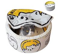 ZHUIYIWIN Lit Niche pour, Niche pour Chat pour avec Coussin Amovible Lavable rembourré, Lit apaisant pour Chat Petit Chien (Jaune, M)