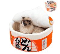ZHUIYIWIN Lit Niche pour, Niche pour Chat pour avec Coussin Amovible Lavable rembourré, Lit apaisant pour Chat Petit Chien (Orange, M)