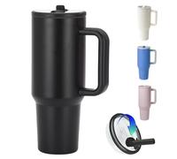ZHUIYIWIN Mug Isotherme avec Paille et Poignée, 24h glacé / 12h chaud Gobelet de voyage Tasse à café, Tasse Isotherme Anti-fuite, Gourde Isotherme Sans BPA, isolant bouteille to go, Noir, 40oz