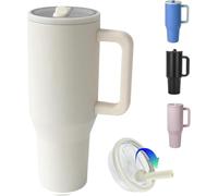 ZHUIYIWIN Mug Isotherme avec Paille et Poignée, 24h glacé / 12h chaud Gobelet de voyage Tasse à café, Tasse Isotherme Anti-fuite, Gourde Isotherme Sans BPA, isolant bouteille to go, Blanc, 30oz
