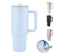 ZHUIYIWIN Mug Isotherme avec Paille et Poignée, 24h glacé / 12h chaud Gobelet de voyage Tasse à café, Tasse Isotherme Anti-fuite, Gourde Isotherme Sans BPA, isolant bouteille to go, Bleu, 40oz
