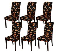 ZHUIYUAN Housse de Chaise imprimée Halloween, Lot de 1/2/4/6, Housse de Chaise de Salle à Manger en Forme de crâne de Citrouille