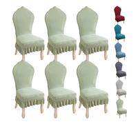 Zhuiyuan Housses de chaise de salle à manger extensibles à dossier rond épais avec jupe élégante pour maison et hôtel, salle à manger, banquet - Protection de chaise à dossier incurvé facile à