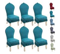 Zhuiyuan Housses de chaise de salle à manger extensibles avec jupe et dossier rond épais pour hôtel et maison, protection de chaise à dossier incurvé pour salle à manger et banquet