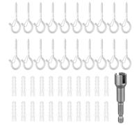 Zhujiehigh 20 Pcs pour Piton à Visser, Crochet à Visser avec Boucle de Sécurité, Vis Crochet Plafond Charge Lourde, Crochets à Vis en Métal pour Suspendre Plantes Tasses Lumières pots jardin(blancs)