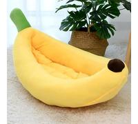 ZHULONGRUSHUI Grand canapé-lit confortable en forme de banane avec housse amovible pour chien et chat (85 x 55 x 16 cm)