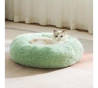 ZHULONGRUSHUI Lit Confortable pour Animaux de Compagnie, Coussin Chat et Chien Anti Stress Apaisant en Peluche, Panier Apaisant Lavable pour Chien en Donut - Petit Taille Moyenne (Vert,XS-Ø40cm/15in)