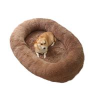 ZHULONGRUSHUI Lit orthopédique en peluche pour chien et chat - Auto-chauffant - Moelleux et anti-anxiété - Lavable - Avec housse amovible à fermeture éclair (marron)