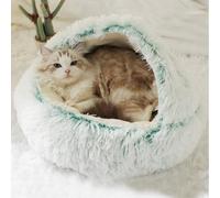 ZHULONGRUSHUI Lit pour Chat Moelleux, Lit pour Chats, Panier pour Chien, Semi-fermé Canapé, Panier pour Animal Domestique, Coussin Chiot et Chaton Anti Stress, Lavable (L-70cm,Vert)