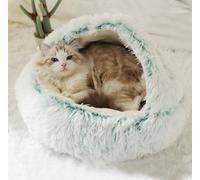 ZHULONGRUSHUI Lit pour Chat Moelleux,Lit pour Chien,Panier pour Chat,Semi-fermé Canapé,Panier pour Animal Domestique,Coussin Chat et Petit Chien Anti Stress,Lavable(Vert)