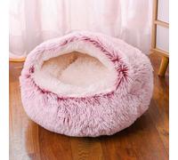 ZHULONGRUSHUI Lit pour Chat, Panier pour Chat Moelleux, Maison de Beignet en Peluche à Capuchon, Coussin Chien Doux et Confortable, Lavable Fond Antidérapant (Rose,XL-70cm(27.6in))