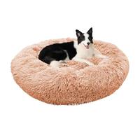 ZHULONGRUSHUI Panier Chat et Chien Moelleux Rond, Coussin pour Chat et Chien Anti Stress Apaisant en Peluche, Anti-Dérapant, Lit Donut Orthopédique Grande Taille, Lavable en Machine (Champagne,120CM)