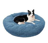 ZHULONGRUSHUI Panier Chat et Chien Moelleux Rond, Coussin pour Chat et Chien Anti Stress Apaisant en Peluche, Anti-Dérapant, Lit Donut Orthopédique Grande Taille, Lavable en Machine (Bleu,130CM)