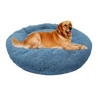 ZHULONGRUSHUI Panier Chat et Chien Moelleux Rond, Forme Donut, Panier Chat Anti-Dérapant Lavable, Lit Donut Orthopédique Anti Stress Apaisant en Peluche pour Chat Chien Petit Moyen Taille (Bleu,60CM)