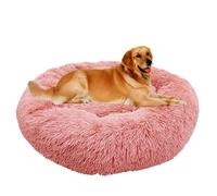 ZHULONGRUSHUI Panier Chat et Chien Moelleux Rond, Forme Donut, Panier Chat Anti-Dérapant Lavable, Lit Donut Orthopédique Anti Stress Apaisant en Peluche pour Chat Chien Petit Moyen Taille (Rose,60CM)