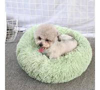 ZHULONGRUSHUI Panier Chat et Chien Moelleux Rond, Lit Donut pour Chiens et Chats, Lavable avec Fond Antidérapant - pour Chiens de Grande, Moyenne et Petite Taille (Vert-B,S-50cm/19in)