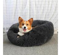 ZHULONGRUSHUI Panier Chat et Chien Moelleux Rond, Lit Donut pour Chiens et Chats, Lavable avec Fond Antidérapant - pour Chiens de Grande, Moyenne et Petite Taille (Gris foncé,4XL-120cm/47in)