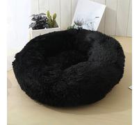 ZHULONGRUSHUI Panier pour Chat et Chien Rond, Forme Donut, Lit Rond Moelleux pour Chien et Chat - Lavable avec Fond Antidérapant - pour Chiens de Grande, Moyenne et Petite Taille (Noir,L-70cm/27in)