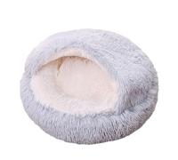 ZHULONGRUSHUI Panier pour Chat, Lit Chien Confortable Respirant, Sécurisé Semi-fermé, Chauffant, Tissu Peluche Doux, Base Antidérapante, Anti-anxiété, Lavable (Gris, 80cm/31.5in)