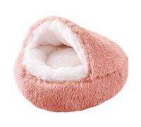 ZHULONGRUSHUI Panier pour Chat,Lit Chien Confortable Respirant,Sécurisé Semi-fermé Lit Chauffant pour Chat,Tissu Peluche Doux,Base antidérapante,Anti-anxiété Panier Chat,Lavable (Rose,40cm/15.7in)