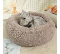 ZHULONGRUSHUI Panier pour Chat Moelleux, Canapé pour Chat Chien Rond, Ø40/50/60/70 cm Lit Confortable pour Animaux de Compagnie Convient Aux Chiens et Chats de Petite Taille (Kaki,S-Ø50cm/19in)