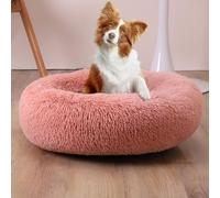 ZHULONGRUSHUI Panier pour Chien, Coussin Chien Lavable, Réchauffant Confortable Doux Lit pour Animal, Lit Donut Moelleux en Peluche avec Anti-Dérapant Fond pour Petit et Moyen (Rose,M-60cm/23in)