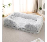 ZHULONGRUSHUI Panier pour Chien Dehoussable et Lavable,Lit pour Chat Orthopedique,Couverture de Protection pour Canapé,Bords Rehaussés,Coussin Chien Anti Stress Doux et Moelleux(Gris Claire)