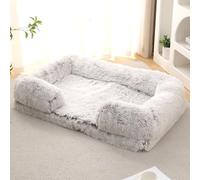 ZHULONGRUSHUI Panier pour Chien Dehoussable et Lavable,Lit pour Chat Orthopedique,Couverture de Protection pour Canapé,Bords Rehaussés,Coussin Chien Anti Stress Doux et Moelleux (105X65X20cm,Café)