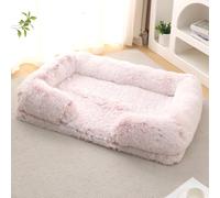 ZHULONGRUSHUI Panier pour Chien Dehoussable et Lavable,Lit pour Chat Orthopedique,Couverture de Protection pour Canapé,Bords Rehaussés,Coussin Chien Anti Stress Doux et Moelleux(Rose)