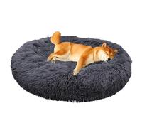 ZHULONGRUSHUI Panier pour Chien et Chat en Peluche, Moelleux et Confortable, Lit pour Chat D'intérieur, Forme Donut, Panier Rond Anti-Dérapant pour Moyen et Grands Chiens (Gris foncé,130CM)