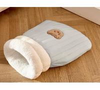ZHULONGRUSHUI Sac De Couchage pour Chat,Sécurité pour Animaux de Compagnie Semi-fermé,Lit Chaud en Peluche avec Motif d'ours Mignon pour Animaux,Sommeil CâLins Grotte (M,Bleu)