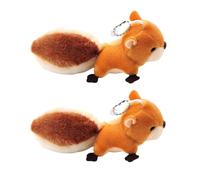 Zhuluck Lot de 2 porte-clés en peluche écureuil de dessin animé marron pour sac à dos en peluche mignon écureuil décoration clés de voiture cadeaux