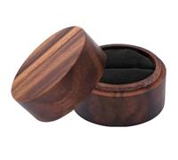 ZHUMCCY Boîte à bagues de mariage en bois | Boîte à bijoux ronde en noyer, support de bague rustique portable, étui à bijoux fait à la main pour mariages, fiançailles, anniversaires