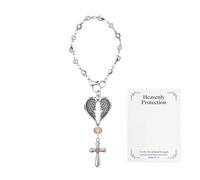 ZHUMCCY Croix Pour Voiture - Pendentif Croix Ailes d'Ange - Pendentif Chrétien Pour Prière Conduite Quotidienne | Prière Matin Soir Voyage Autoroute Véhicule