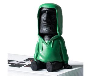 ZHUMCCY Décor de Statue de l'île de Pâques, Sculpture Attrayante en Imitation de résine, Ornement de Bureau à Domicile avec Support de téléphone, Statue pour décoration de Bureau d'étagère