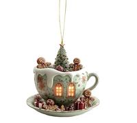 ZHUMCCY Décorations De Noël - Décorations de Sapin de Fêtes | Suspension Maison Neige 2D en Acrylique pour Femmes Hommes Jeunes Sac à Dos Bibliothèque Intérieur Maison Voiture Sac