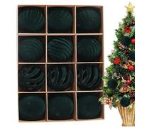 ZHUMCCY Ensemble De Boules De Noël, Velours Rouge Et Vert, Ensemble De 12 Pièces De Décorations pour Sapin De Noël, pour Décorations De Fête Intérieur Cheminée Manteau Cuisine Chambre Salon