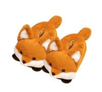 ZHUMCCY Pantoufles en peluche motif panda rouge et renard, chaussons antidérapants confortables pour femme, chauds et confortables pour l'hiver froid, renard, Medium