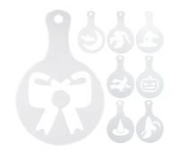 ZHUMCCY Pochoirs À Café,8 Pièces Imprimante À Café Halloween Pour L'Art Du Lait - Moule Réutilisable pour Décoration de Gâteaux Pains et Usage Professionnel