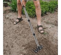 ZHUMCCY Râteau Désherbeur à Long Manche,Râteau à Désherbage de Jardin avec Manche | Longueur Télescopique Ergonomique pour Arrachage et Ameublissement Sol Jardin Pelouse