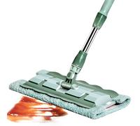 ZHUMCCY Serpillère en Microfibre | Tête Plate Rotative à 360 Degrés,Manche Télescopique Outil Nettoyage Rapide avec 7 Lingettes pour Grands Espaces Salle de Bain Entretien Quotidien