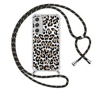 ZhuoFan Coque avec Cordon pour Samsung Galaxy A33 5G de Collier, Étui Transparent Aesthetic avec Motif Léopard en Silicone Souple Fond de Panier PC Housse avec Réglable Portable Lanyard Case, 02