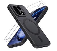 ZhuoFan Coque pour OnePlus 15 Compatible avec MagSafe,Givré Translucide Magnétique Housse mit 2 Verre Trempé,Antichoc Anti-Rayures Anti-Jaune Contre Les Chutes Mat Rigide Étui Case,Noir