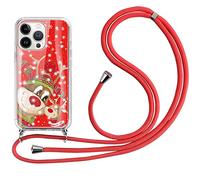 ZhuoFan Paillettes Noël Coque avec Cordon pour iPhone 11 Pro Max 6,5" avec Motif, Transparent Glitter Paillette Flocon de Neige Coque Collier Réglable Téléphone Étui Portable Lanyard Housse, Wapiti