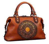 Zhuoliang Sac à main en cuir pour femme, sac à main rétro Mandela, Marron rétro